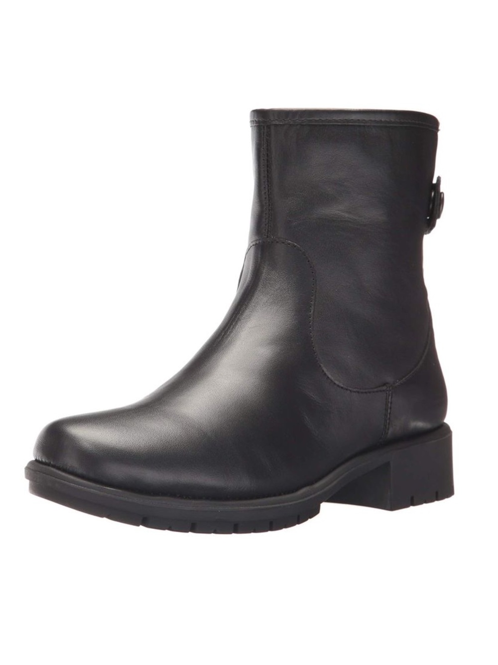 Aerosoles "Just Kidding" Black Leather Moto Ankle Boots